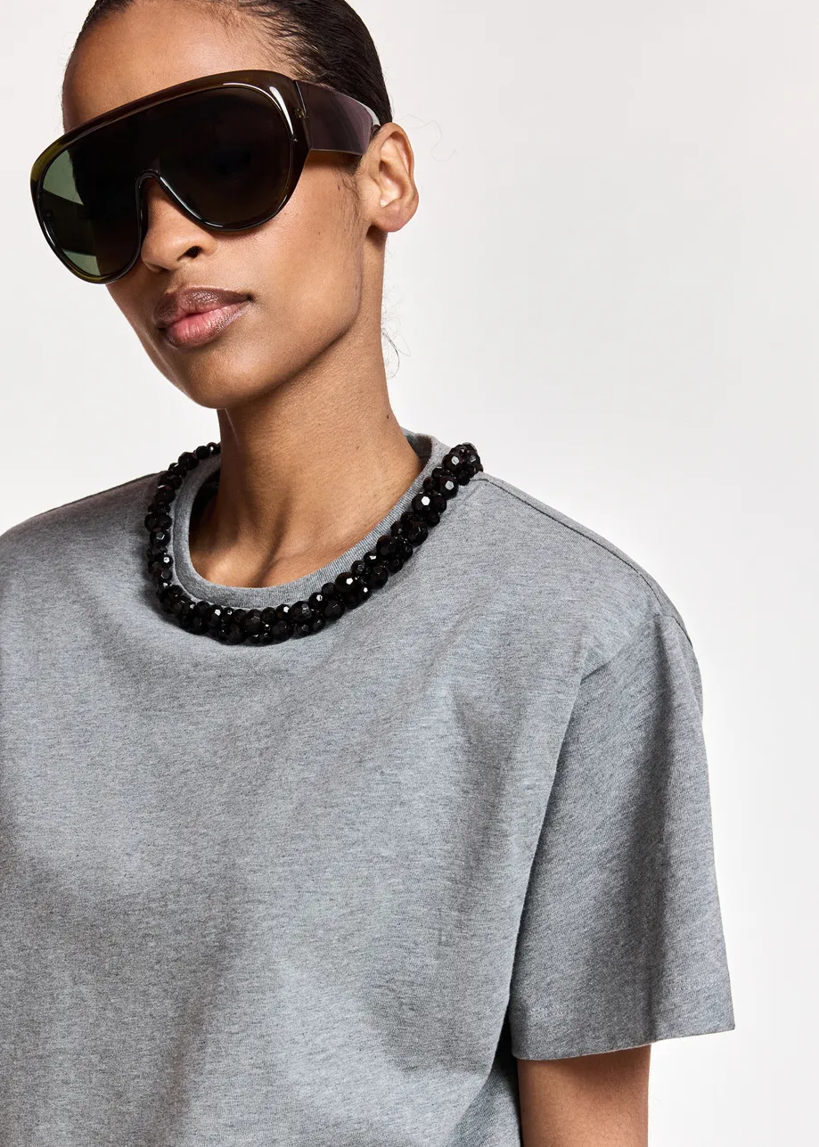 BAWEŁNIANY T-SHIRT Z PODUSZKAMI NA RAMIONACH ESSENTIEL ANTWERP