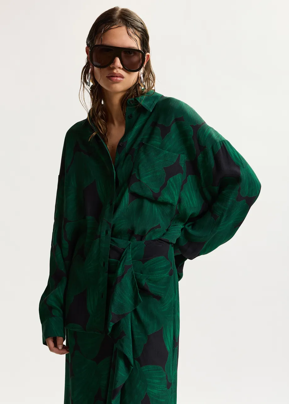 OVERSIZE KOSZULA Z PRINTEM W LIŚCIE ESSENTIEL ANTWERP