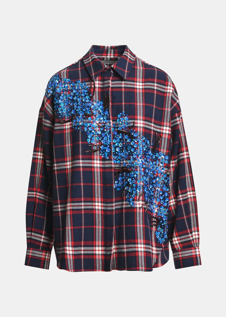 KOSZULA W KRATĘ Z CEKINAMI OVERSIZE ESSENTIEL ANTWERP