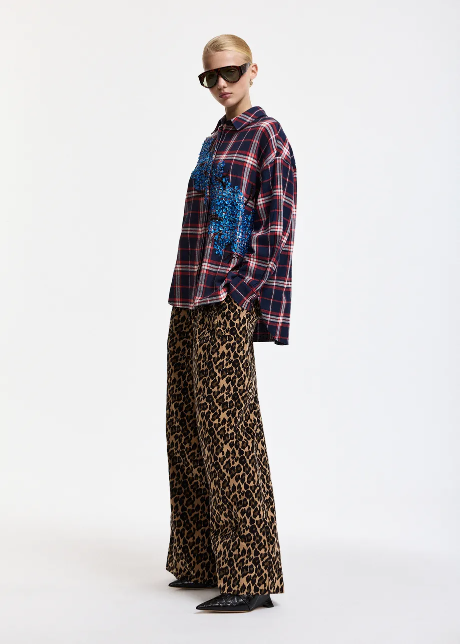 KOSZULA W KRATĘ Z CEKINAMI OVERSIZE ESSENTIEL ANTWERP