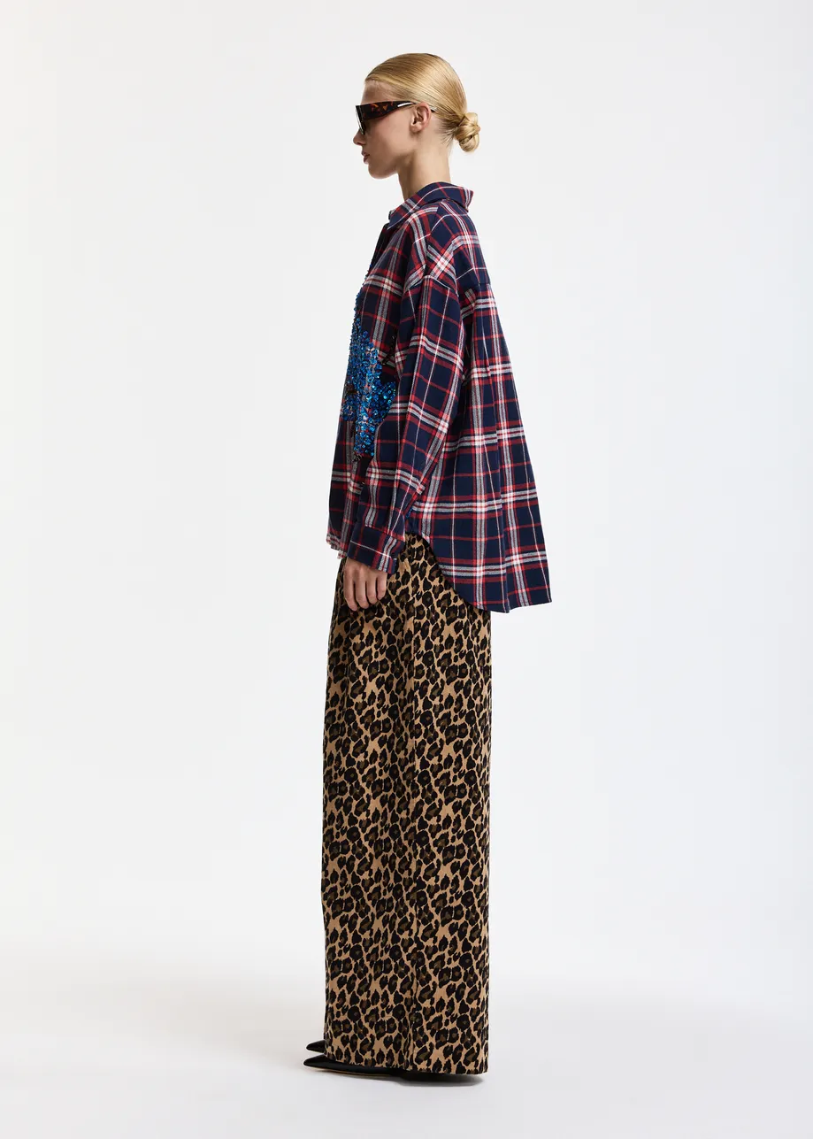 KOSZULA W KRATĘ Z CEKINAMI OVERSIZE ESSENTIEL ANTWERP